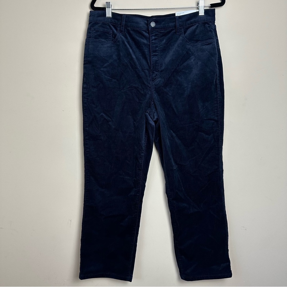 LOFT NWT Navy Corduroy High Rise Straight Crop Pants